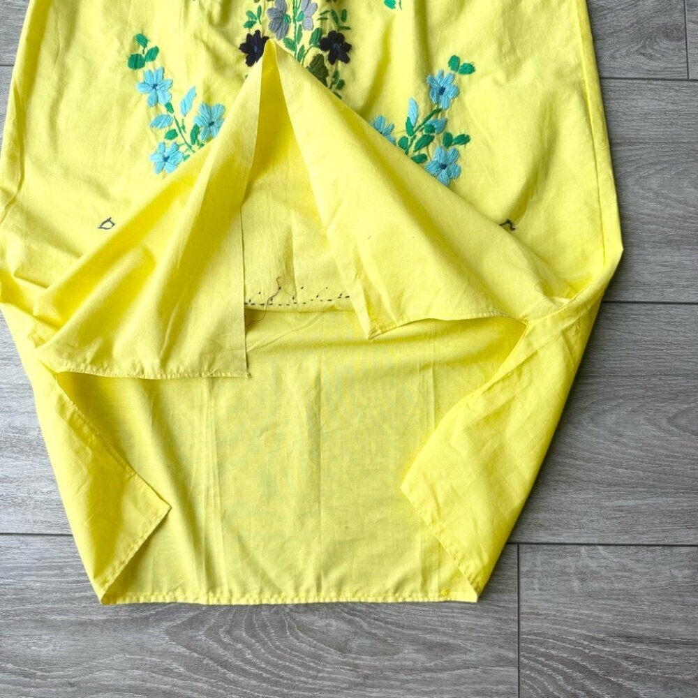 Vintage Handmade 70s Mexican Embroidered Midi Dress Peasant Style - Picture 9 of 14